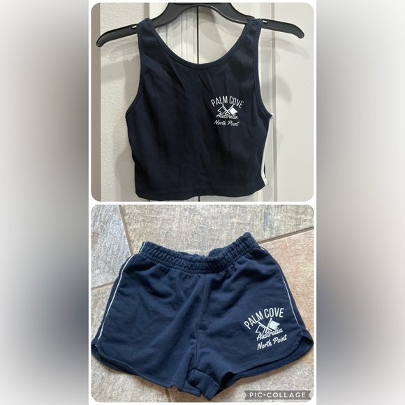Zara Other - Zara navy blue Tank top & shorts Girls 9/10 GUC Palm Cove Australia North Point